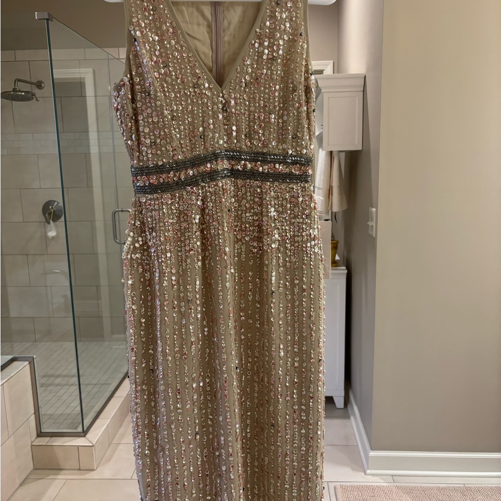 Mac Duggal Gold Sequin Prom Dress